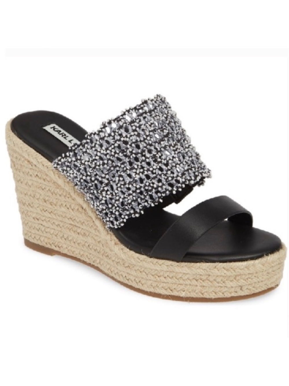 karl lagerfeld Espadrille Wedge Sandals Beaded Size 6.5 M
